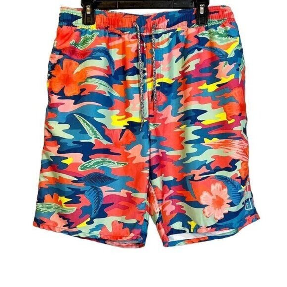 Neff Multicolor Floral Swim Trunks Board Shorts L Hawaiian Beach Tropical - Picture 1 of 5